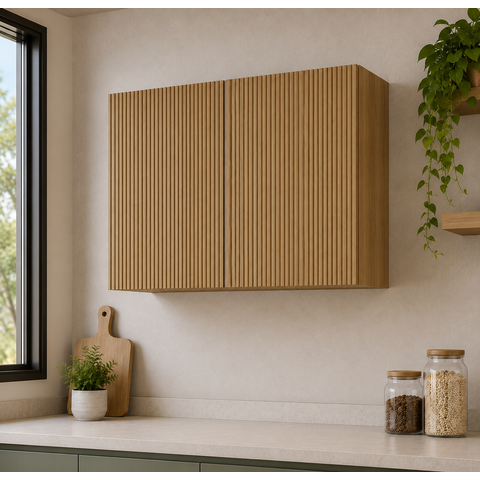 Armário Aéreo Modular 2 Portas Nesher Rainha 80cm Ripado 100% Mdf