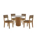 Ver imagem 2 de Sala de Jantar 4 Lugares Mesa Jolie 100cm Tampo Redondo de Vidro e 4 Cadeiras Estofadas Copper Soft