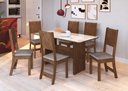 Ver imagem 1 de Conjunto Sala de Jantar Fidelitá Atenas 150cm com 6 Cadeiras Noce/off-white Assento Linho