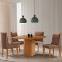 Ver imagem 1 de Mesa de Jantar Eloise 90cm Tampo Mdf Laminado com 4 Cadeiras Lisboa Moderna Mobilia