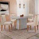 Ver imagem 1 de Mesa de Jantar Diane 120cm Tampo Mdf e Vidro com 4 Cadeiras Isadora Moderna Mobília