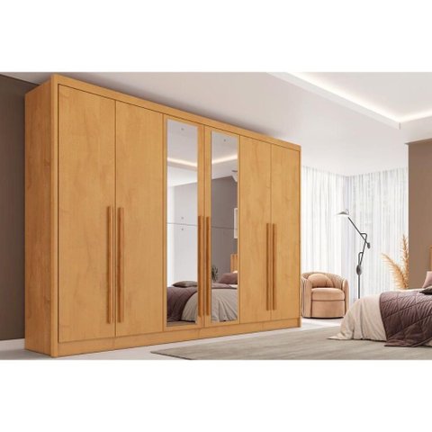 Guarda Roupa 6 Portas (2 C/ Espelho) e 6 Gavetas Valencia Peroba - Europa