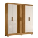 Ver imagem 2 de Guarda-Roupa Casal 6 Portas 2 Gavetas Ripado com Pés Valença Off White/Freijó