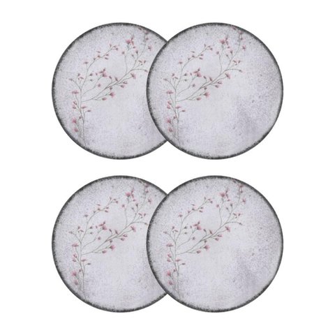 Conjunto 4 Pratos Rasos 25cm Porcelana Floralis Tramontina