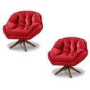 Ver imagem 1 de Kit 2 Poltrona Decorativa Califórnia Giratória Suede Vermelho - Fm