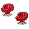 Kit 2 Poltrona Decorativa Califórnia Giratória Suede Vermelho - Fm - 1