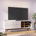 Ver imagem 1 de Rack Bancada Noronha 1.8 para Sala de Tv até 75 Polegadas Off White Matte Freijó Colibri