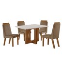 Ver imagem 2 de Conjunto Mesa de Jantar com Vidro e 4 Cadeiras 120cm Multimóveis Crljm-CON025 Madeirado/Bege