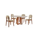 Ver imagem 1 de Conjunto Sala de Jantar Mesa Floripa 120x80cm Tampo Retângular Vidro/MDF Off White com 4 Cadeiras Év
