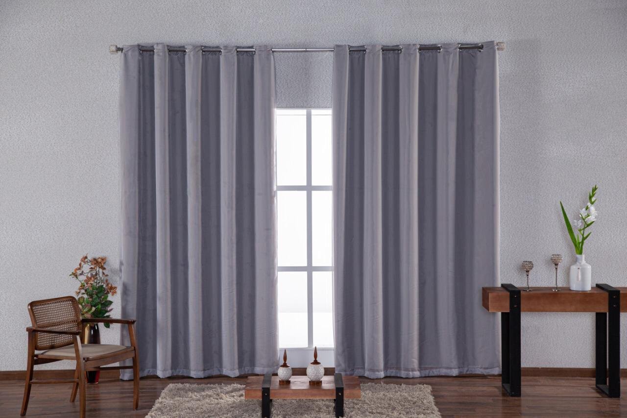 cortina para sala quarto voal liso cinza 6,00x2,50 - 2