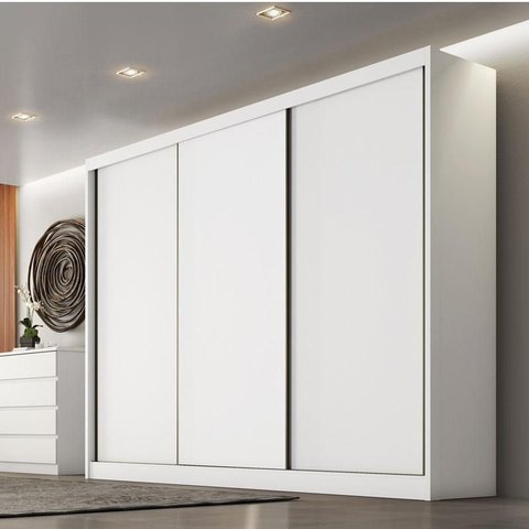 Guarda Roupa Casal Ambiente Logan 3 Portas 4 Gavetas Neve – Novo Horizonte