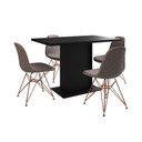 Ver imagem 6 de Mesa Jantar Londres Tampo Preto 120cm 4 Cadeiras Base Cobre Estofado Nude Médio