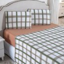 Ver imagem 2 de Jogo de Cama Lençol Queen Malha Soft 100% Algodão Fio Penteado Estampado Toque Macio 4 Peças Xadrez 