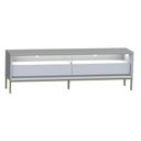 Ver imagem 3 de Rack para Tv até 65 Polegadas Peridoto 2 Gavetas com Led Off White/banco Acetinado - Pnr Móveis