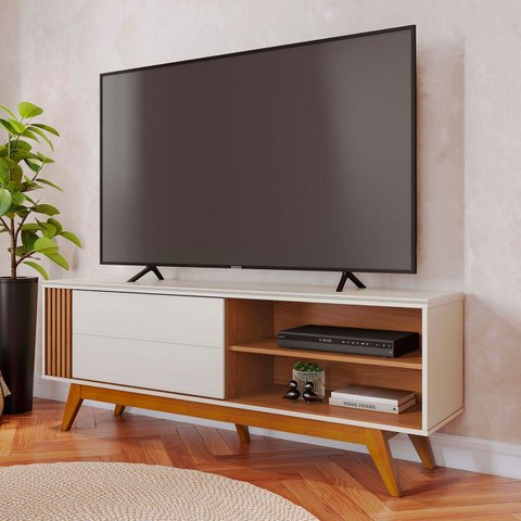 Rack Bancada para Tv 60 Pol 160cm Diana Off White/freijó C05 - Mpozenato