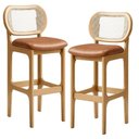 Ver imagem 1 de Kit 02 Banquetas Altas para Cozinha Bancada Sala Tela Betta Fixa L02 Couríssimo Whisky - Lyam
