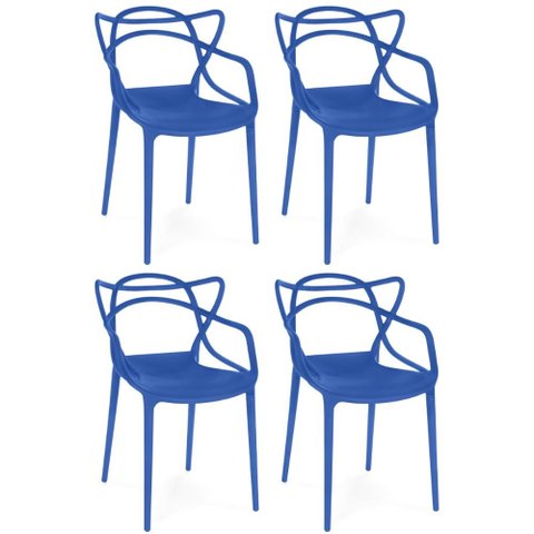 Kit 4 Cadeiras de Jantar Allegra Prática Empilhável - Azul Petróleo