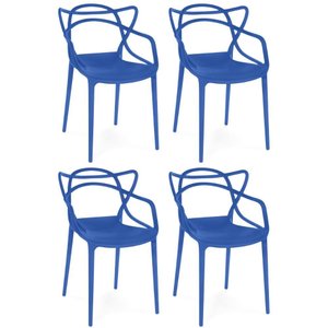 Kit 4 Cadeiras de Jantar Allegra Prática Empilhável - Azul Petróleo