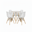 Ver imagem 1 de Conjunto Mesa Redonda Chanfrada Branca Eames 70cm com 4 Cadeiras Branca Eames Dsw - La Mobilia