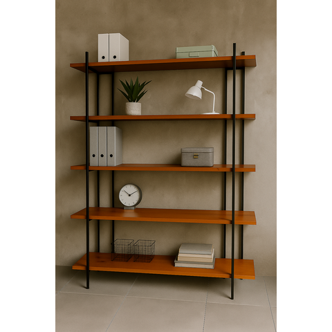 Nicho Organizador Decoração Industrial Madeira Maciça e Ferro 5 Prateleiras Resistentes