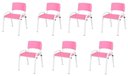 Ver imagem 1 de Kit 7 Cadeiras Infantil Iso, Escola, Base Branco- Rosa