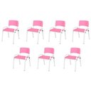 Ver imagem 1 de Kit 7 Cadeiras Infantil Iso, Escola, Base Branco- Rosa