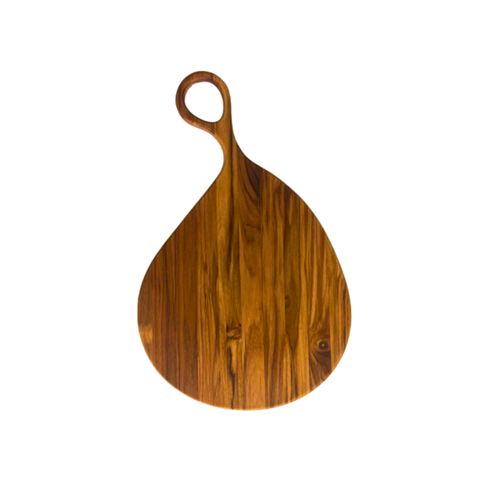 Tábua de Corte Orgânica Grande com Cabo – Madeira de Teca 55x35x2cm