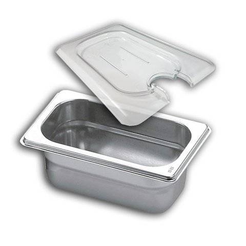 CUBA Gastronômica INOX GN 1/9x65 mm 590 ml com TAMPA POLI com Abertura SB