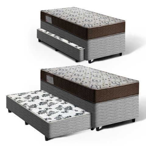 Cama Box com Colchão de Espuma D45 Solteiro Ortobom Iso 150 + Auxiliar de Espuma Unique Solteiro