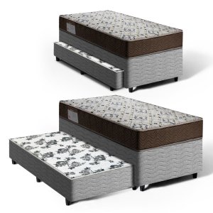 Cama Box com Colchão de Espuma D45 Solteiro Ortobom Iso 150 + Auxiliar de Espuma Unique Solteiro