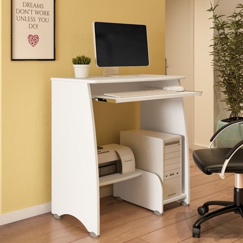 Mesa para Computador com Espaço para Gabinete Escrivaninha Pixel 69cm Branca