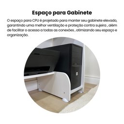 Mesa para Computador com Espaço para Gabinete Escrivaninha Pixel 69cm Branca - 8 Mesa para Computador com Espaço para Gabinete Escrivaninha Pixel 69cm Branca - 8