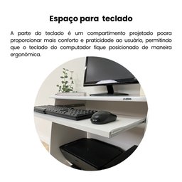 Mesa para Computador com Espaço para Gabinete Escrivaninha Pixel 69cm Branca - 10 Mesa para Computador com Espaço para Gabinete Escrivaninha Pixel 69cm Branca - 10