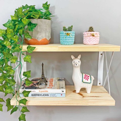 Prateleira Dual 60cm Industrial Natural e Branco