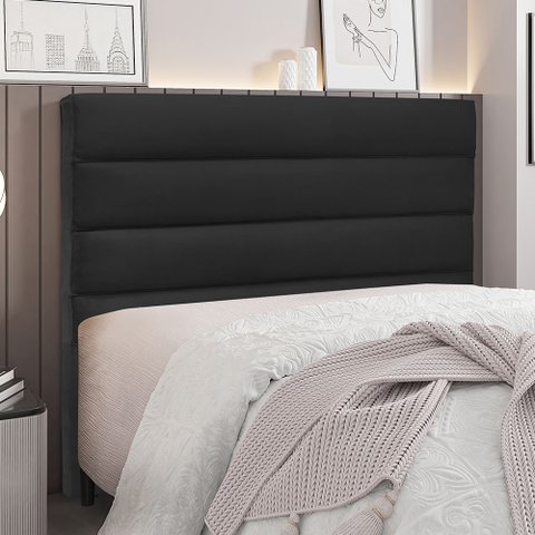 Cabeceira Para Cama Box Queen La Italiana 160cm Veludo - SSX Multicoisas - Preto