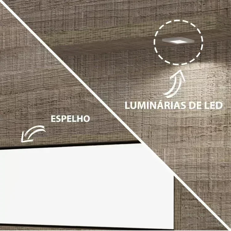 Painel para TV até 47 Polegadas 2 Portas com Espelho e LED Platinum Artely - 8