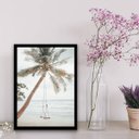 Ver imagem 2 de Quadro Praia Coqueiro Balanço 45x34cm - com vidro:Madeira branca