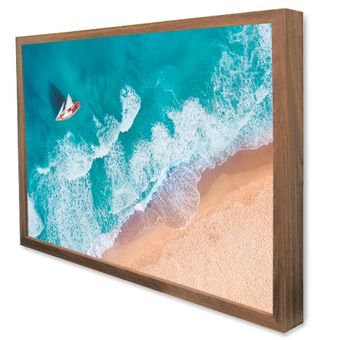 Quadro Decorativo Praia em Moldura Caixa Tacolado Moldura Caixa 3cm Madeira sem Vidro 20 X 30cm