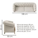 Ver imagem 3 de Sofá Living Capitone 2 Lugares Milano 188 cm Pes Madeira Linho Tcs 701 Moll