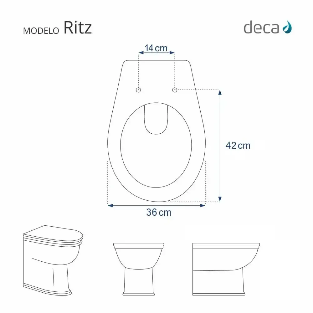 Tampa de Vaso Ritz Branco para bacia Deca Com Ferragem Dourada - 4