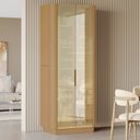Ver imagem 1 de Cristaleira 2 Portas Vidro Reflecta Infinito 93cm com Rodapé 100% MDF Canto Curvo