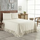 Ver imagem 2 de Kit Cobre Leito Turin Casal Micropercal 400 Fios Colcha com Babado Liso 3 Peças Marfim