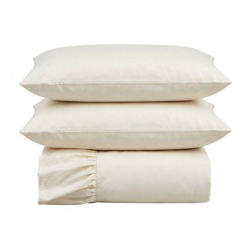 Kit Cobre Leito Turin Casal Micropercal 400 Fios Colcha com Babado Liso 3 Peças Marfim