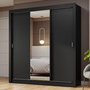 Ver imagem 1 de Guarda-roupa Casal 3 Portas de Correr com Espelho Preto Nobre Madesa