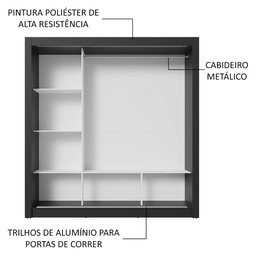 Guarda-roupa Casal 3 Portas de Correr com Espelho Preto Nobre Madesa - 6