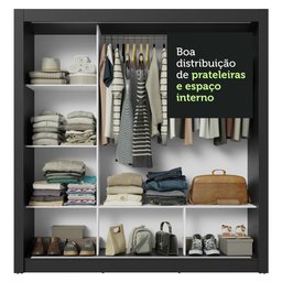 Guarda-roupa Casal 3 Portas de Correr com Espelho Preto Nobre Madesa - 8