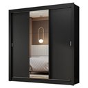 Ver imagem 3 de Guarda-roupa Casal 3 Portas de Correr com Espelho Preto Nobre Madesa