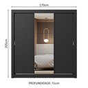 Ver imagem 4 de Guarda-roupa Casal 3 Portas de Correr com Espelho Preto Nobre Madesa