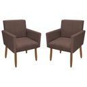 Ver imagem 1 de Kit 2 Poltronas Decorativa Nina Pés Palito Veludo Marrom Chamby Móveis