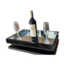 Bandeja Espelhada Decorativa Laqueada de Vidro para Sala Luxo:preta - 1